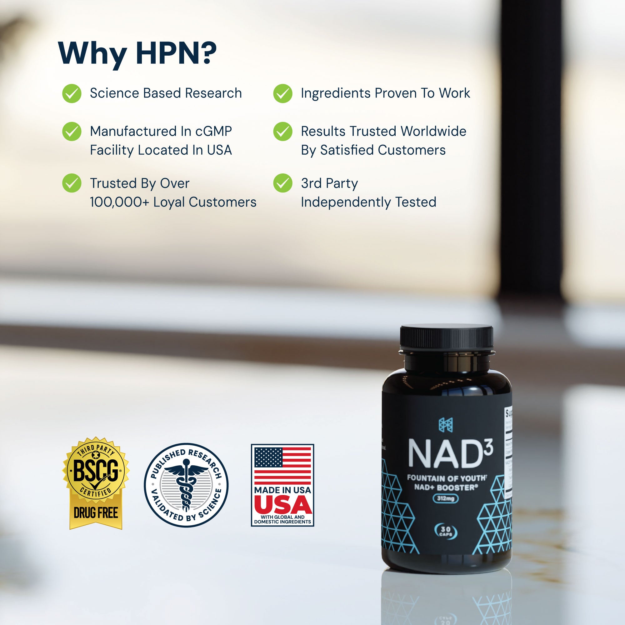 NAD3® 30 • An All Natural NAD+ Booster® Dietary Supplement (15 Day Supply)