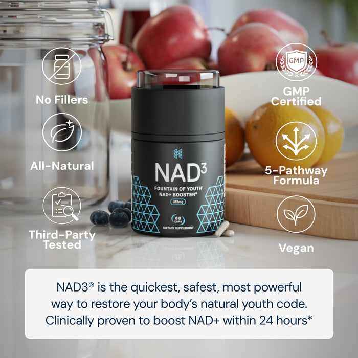 NAD3® 30 • An All Natural NAD+ Booster® Dietary Supplement (15 Day Supply)